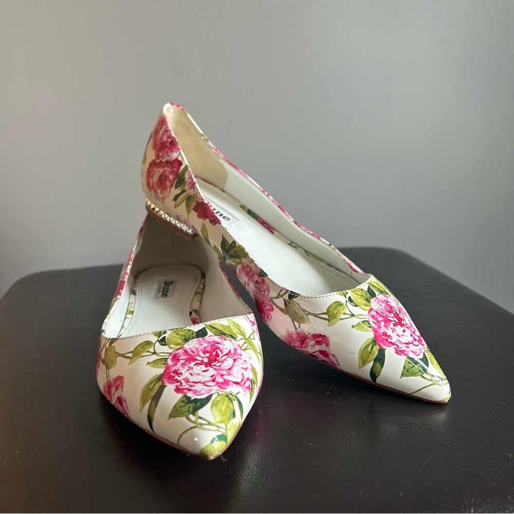 Dune London Harmonie Floral Print Point Toe Flat Shoes